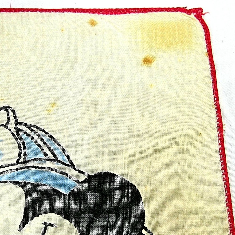 Vintage Mickey Mouse Red Firefighter Handkerchief Original Walt Disney 8" X 8" - Picture 3 of 5